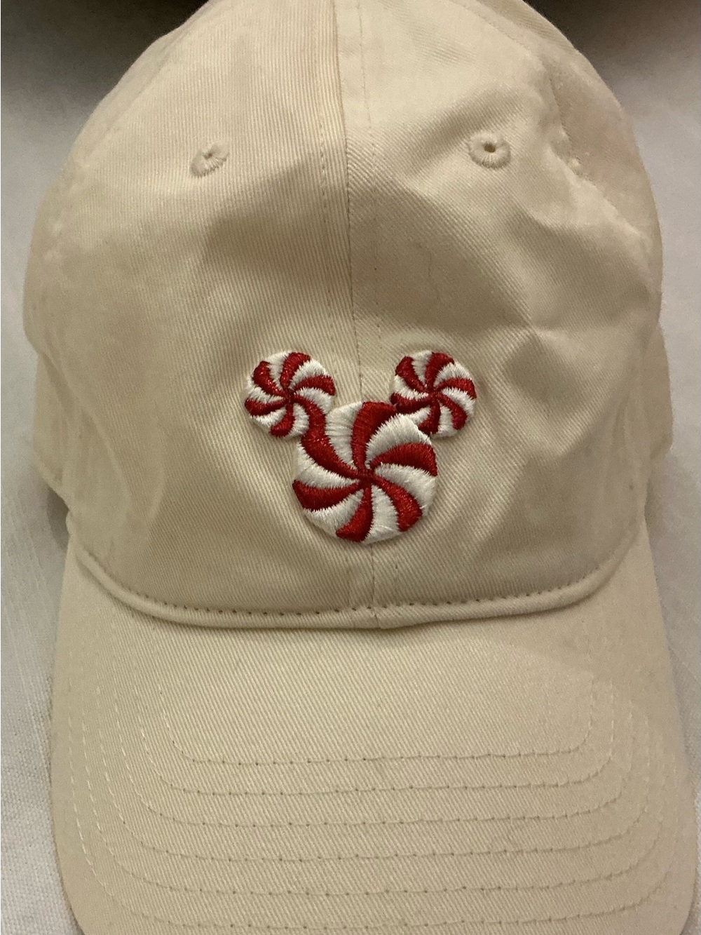 Women’s Disney  Beige Cap with peppermint Mickey  Embroidery